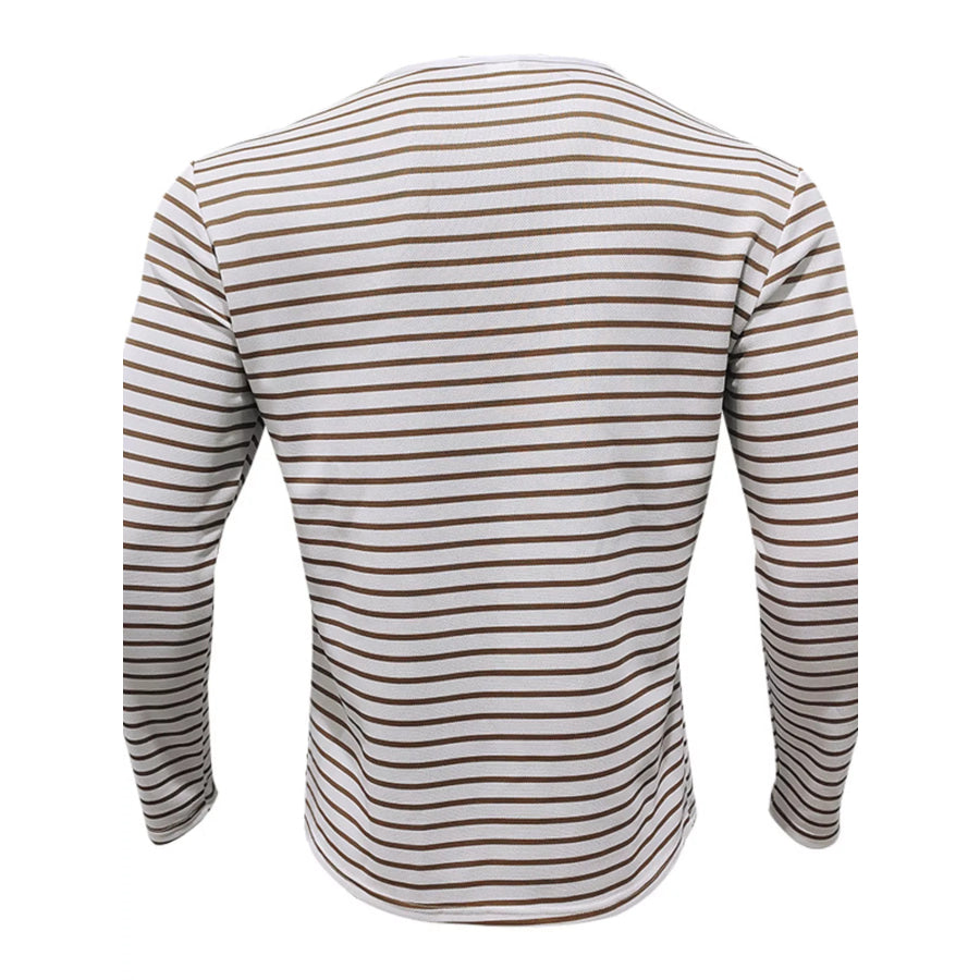 Men’s Full Size Striped Long Sleeve T-Shirt Plus Size Apparel and Accessories