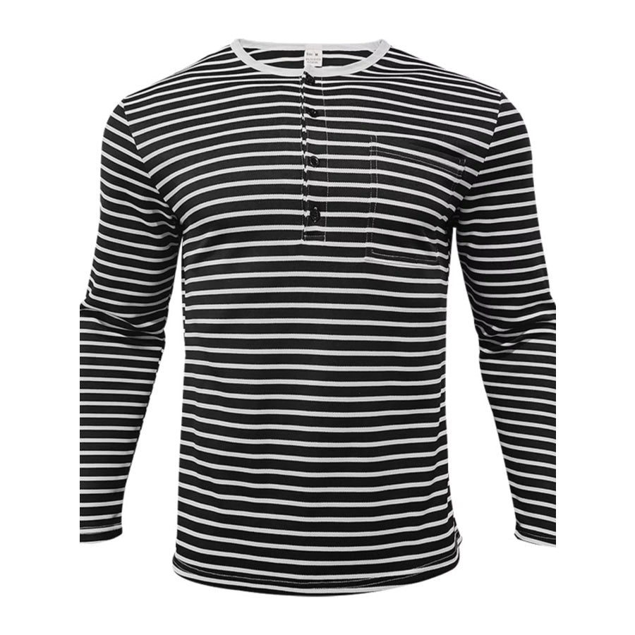Men’s Full Size Striped Long Sleeve T-Shirt Plus Size Apparel and Accessories