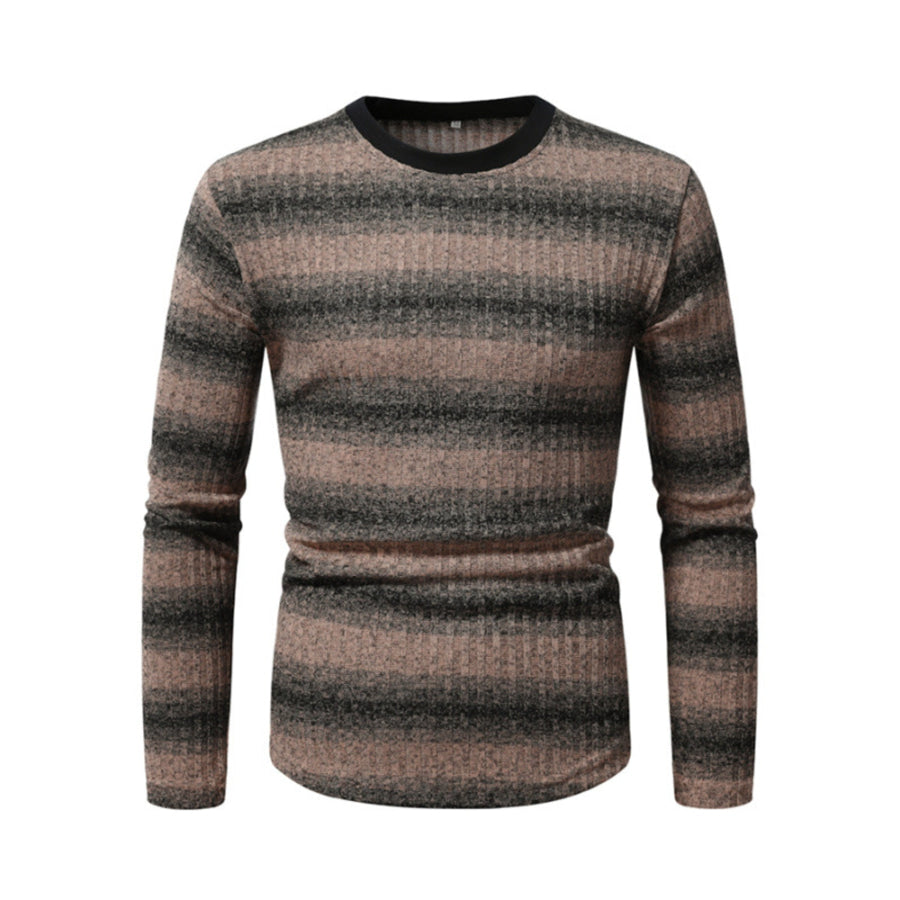 Men’s Full Size Striped Long Sleeve T-Shirt Plus Dust Storm / S Apparel and Accessories
