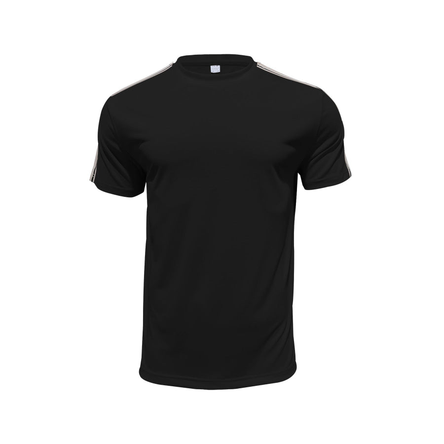 Men’s Full Size Striped Shoulder Casual T-Shirt Plus Size Apparel and Accessories