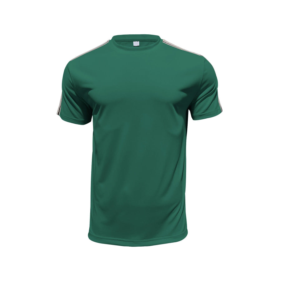 Men’s Full Size Striped Shoulder Casual T-Shirt Plus Size Apparel and Accessories
