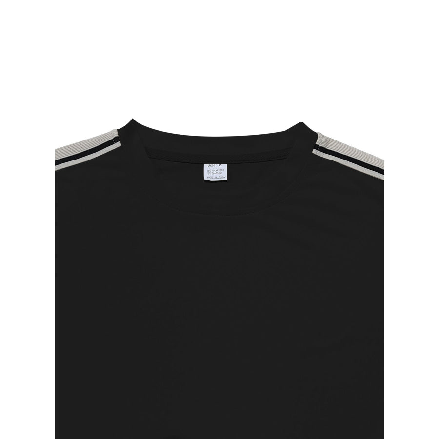 Men’s Full Size Striped Shoulder Casual T-Shirt Plus Size Apparel and Accessories