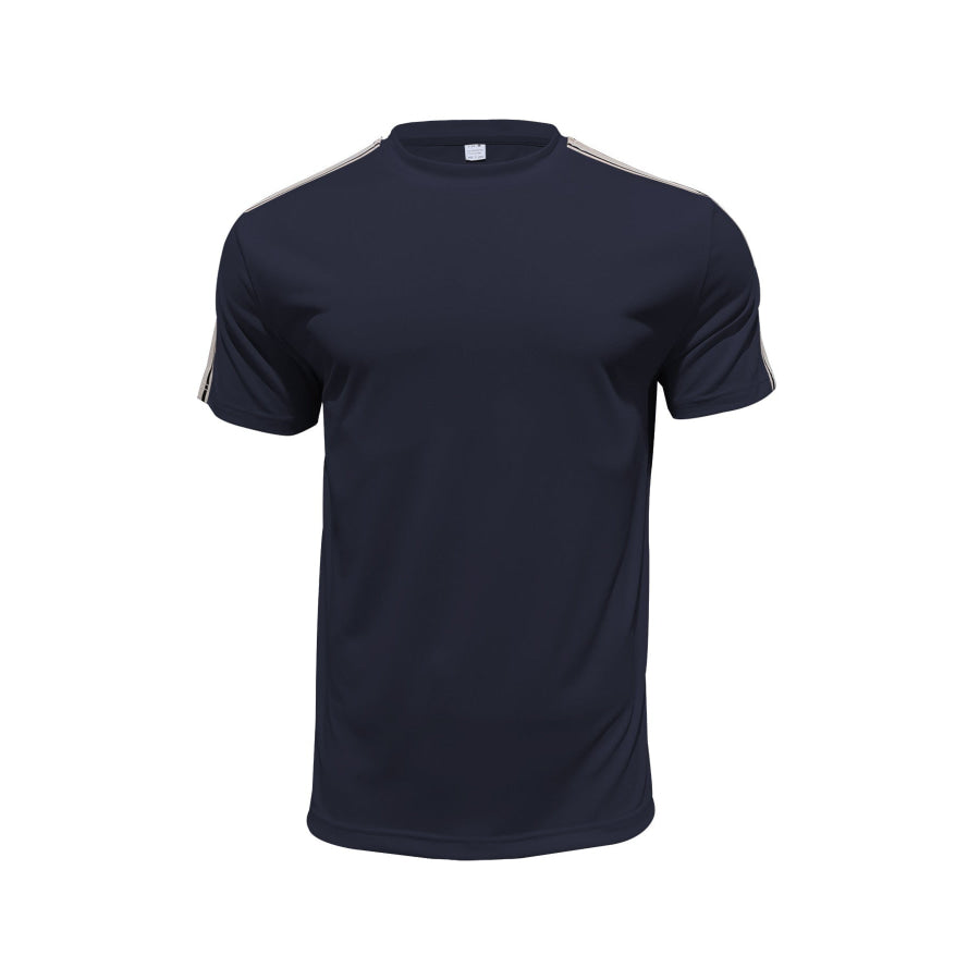 Men’s Full Size Striped Shoulder Casual T-Shirt Plus Size Apparel and Accessories