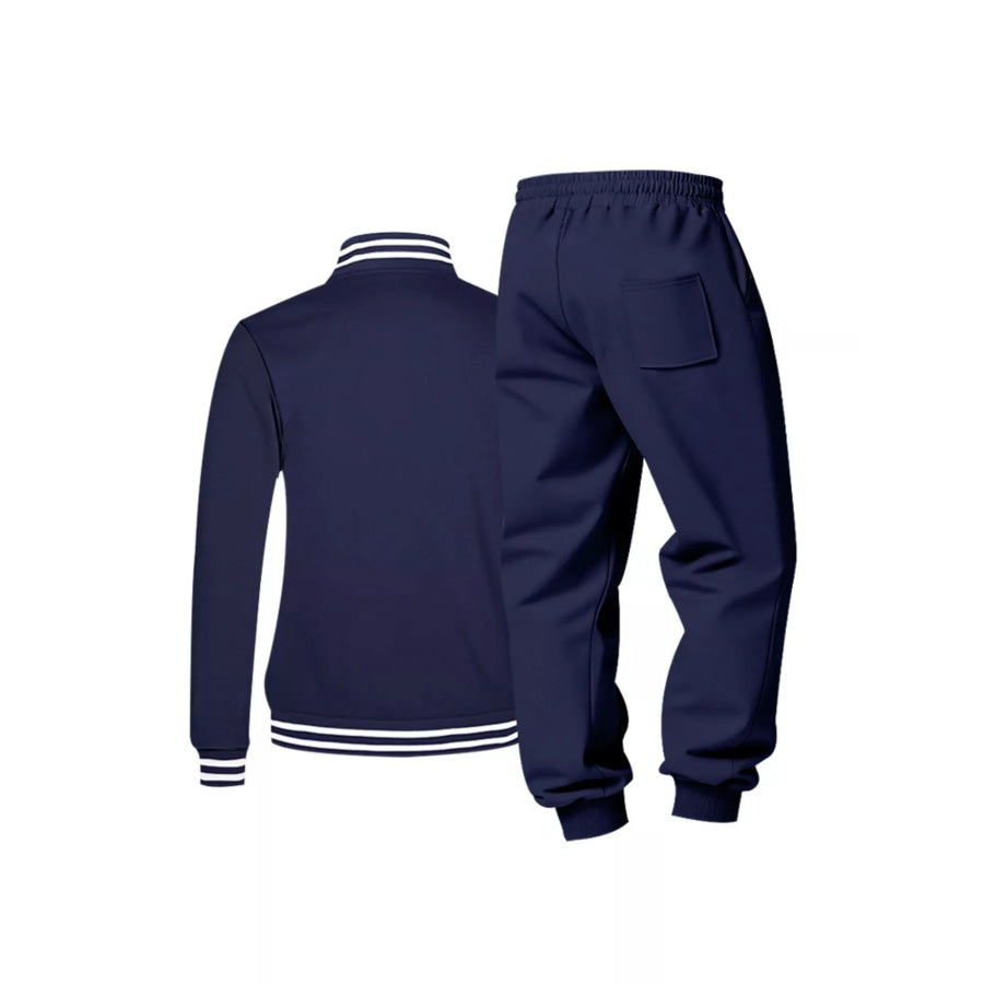 Men’s Full Size Striped Snap Down Top and Pants Set Plus Size Apparel and Accessories