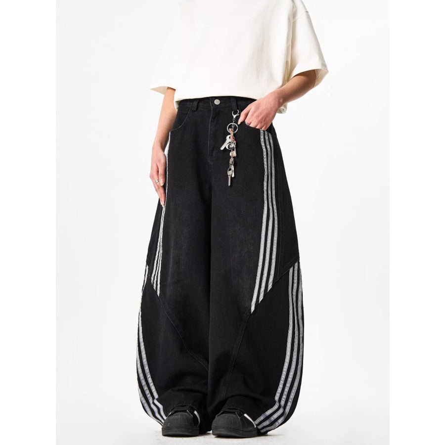 Men’s Full Size Striped Wide Leg Jeans Plus Size Apparel and Accessories