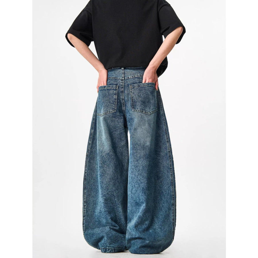 Men’s Full Size Striped Wide Leg Jeans Plus Size Apparel and Accessories