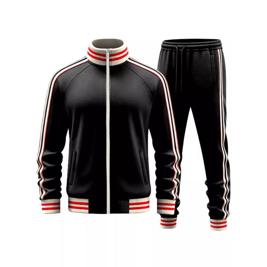 Men’s Full Size Striped Zip Up Outerwear and Pants Plus Size Apparel and Accessories