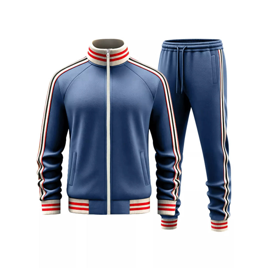 Men’s Full Size Striped Zip Up Outerwear and Pants Plus Size Apparel and Accessories