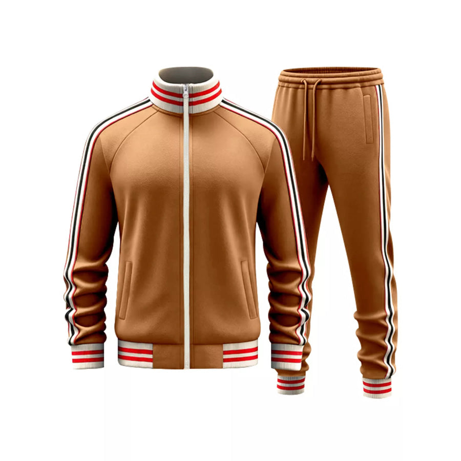 Men’s Full Size Striped Zip Up Outerwear and Pants Plus Size Apparel and Accessories