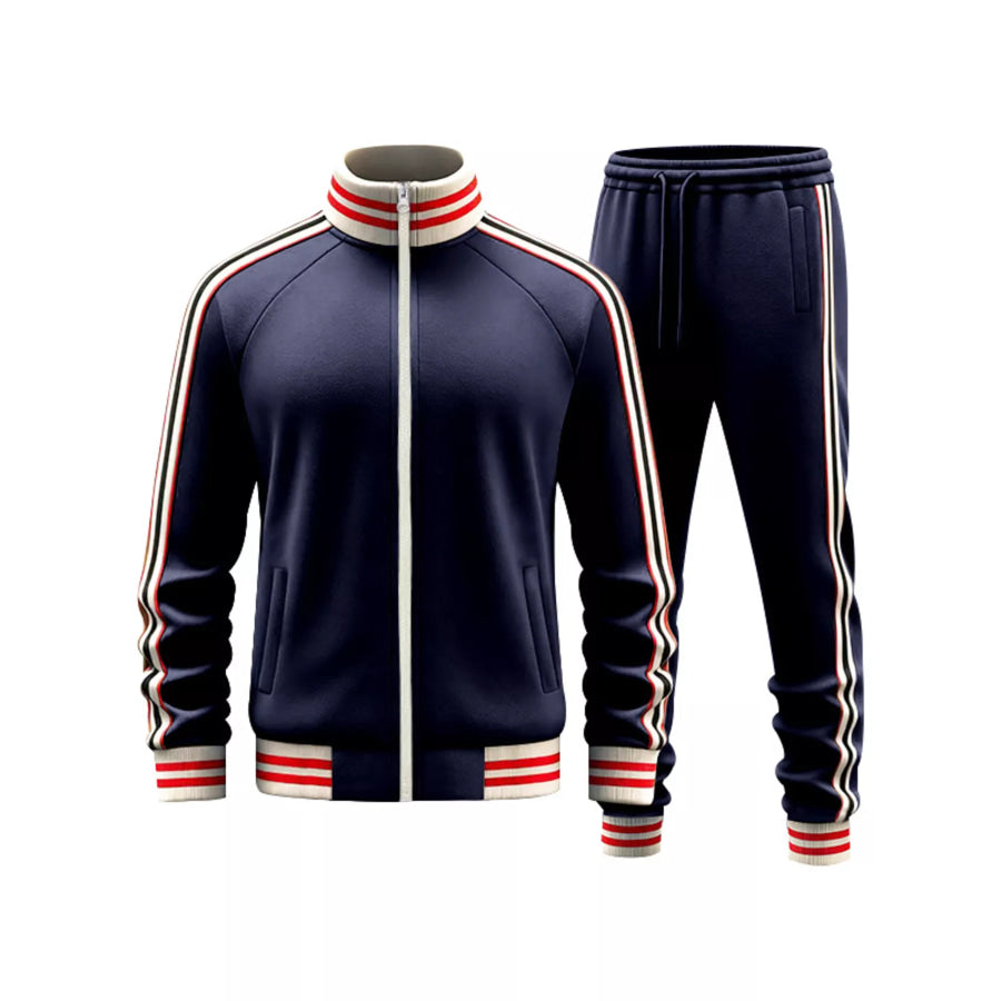 Men’s Full Size Striped Zip Up Outerwear and Pants Plus Size Apparel and Accessories