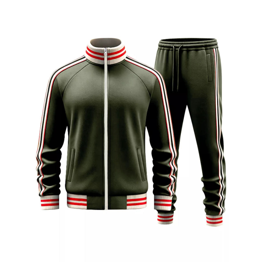 Men’s Full Size Striped Zip Up Outerwear and Pants Plus Size Apparel and Accessories