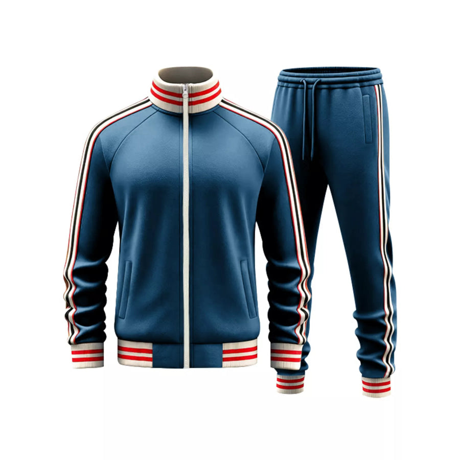 Men’s Full Size Striped Zip Up Outerwear and Pants Plus Size Apparel and Accessories