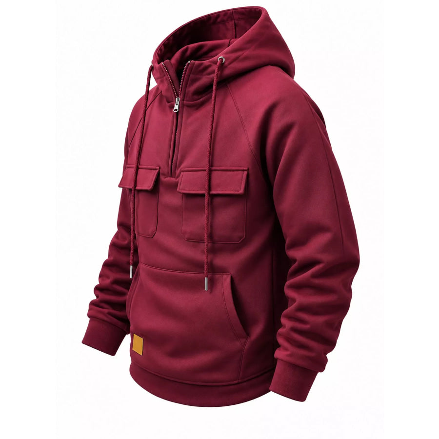 Men’s Full Size Tactical Half-Zip Hoodie with Utility Pockets Plus Apparel and Accessories