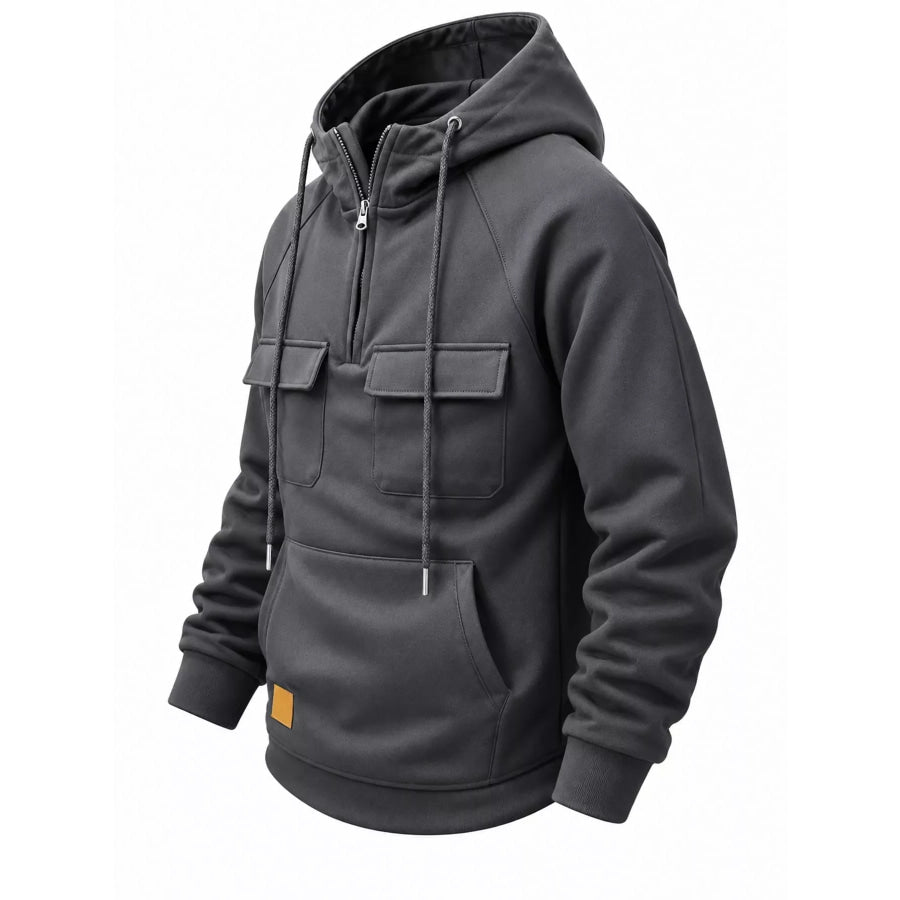 Men’s Full Size Tactical Half-Zip Hoodie with Utility Pockets Plus Apparel and Accessories