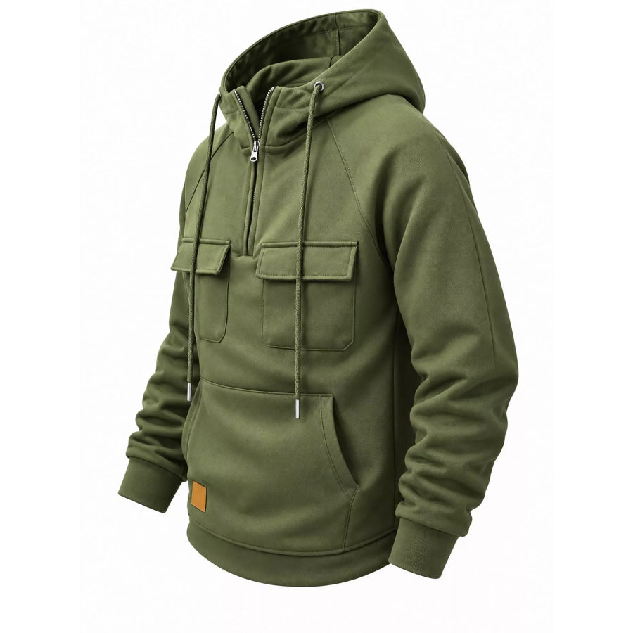 Men’s Full Size Tactical Half-Zip Hoodie with Utility Pockets Plus Apparel and Accessories