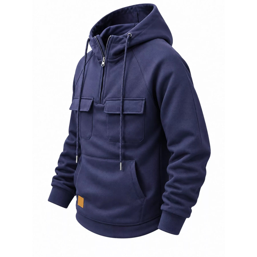 Men’s Full Size Tactical Half-Zip Hoodie with Utility Pockets Plus Apparel and Accessories