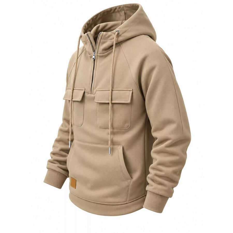 Men’s Full Size Tactical Half-Zip Hoodie with Utility Pockets Plus Apparel and Accessories