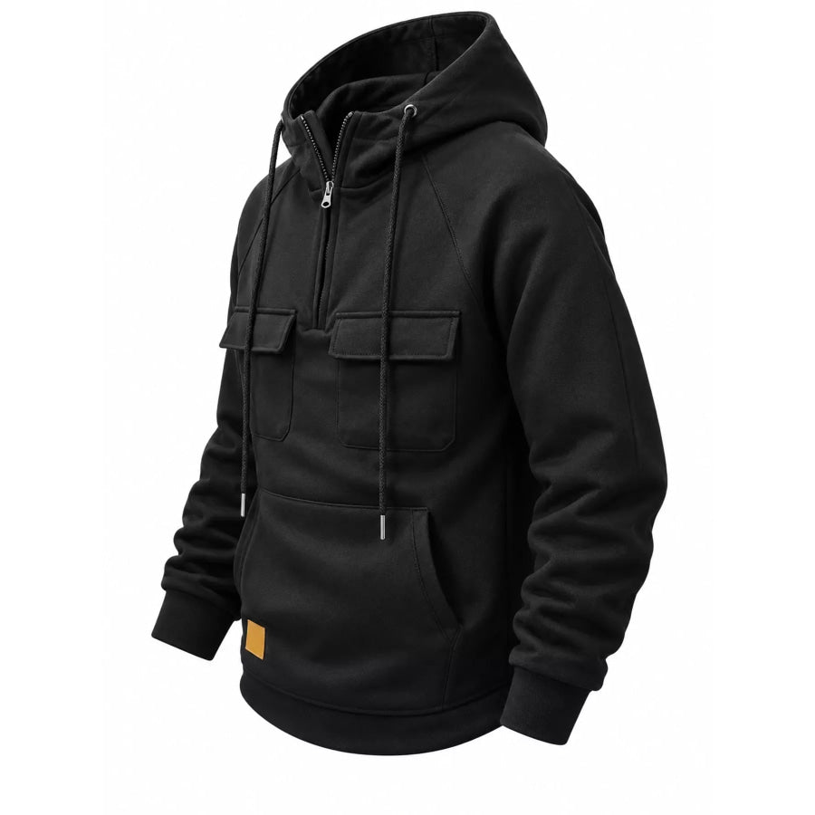 Men’s Full Size Tactical Half-Zip Hoodie with Utility Pockets Plus Apparel and Accessories