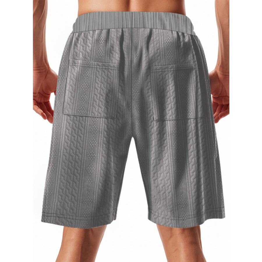 Men’s Full Size Texture Drawstring Shorts Plus Size Apparel and Accessories