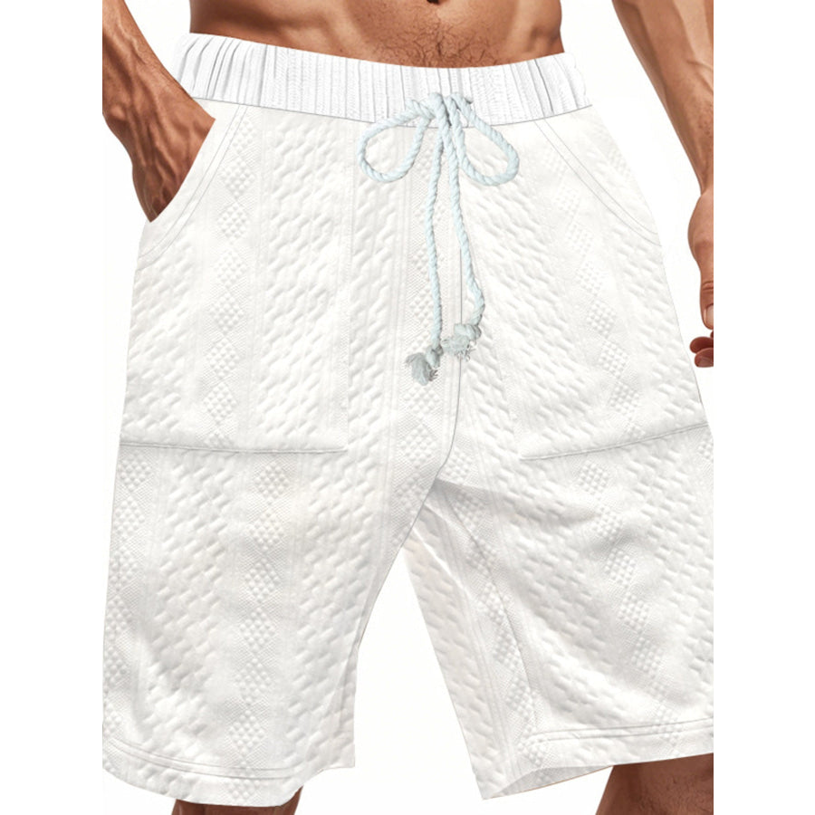 Men’s Full Size Texture Drawstring Shorts Plus Size Apparel and Accessories
