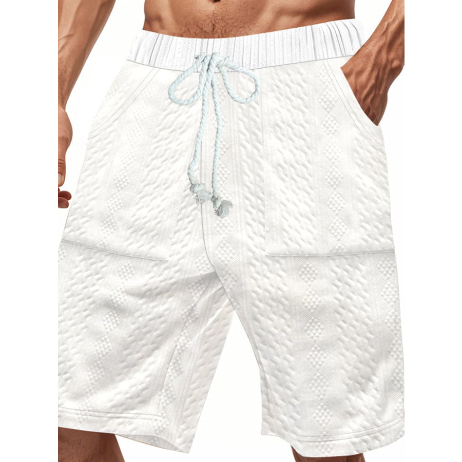 Men’s Full Size Texture Drawstring Shorts Plus Size Apparel and Accessories