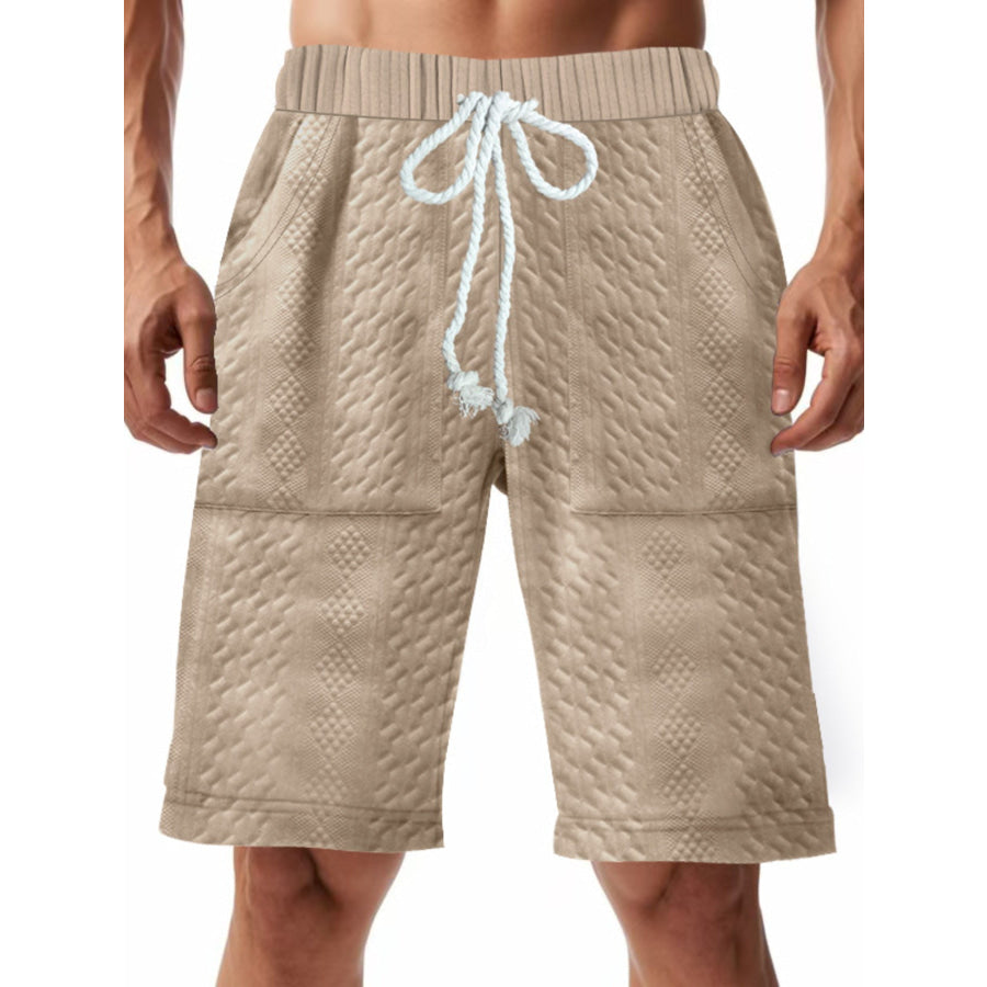 Men’s Full Size Texture Drawstring Shorts Plus Size Apparel and Accessories