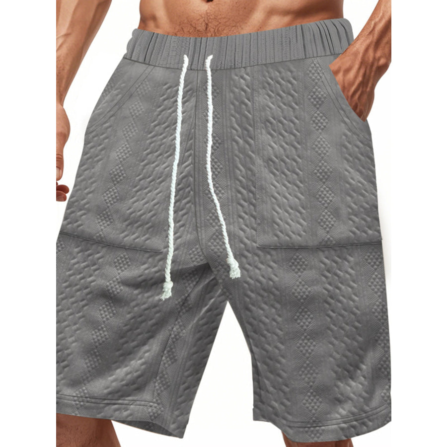 Men’s Full Size Texture Drawstring Shorts Plus Size Apparel and Accessories