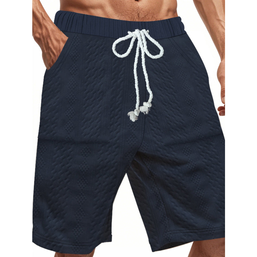 Men’s Full Size Texture Drawstring Shorts Plus Size Apparel and Accessories