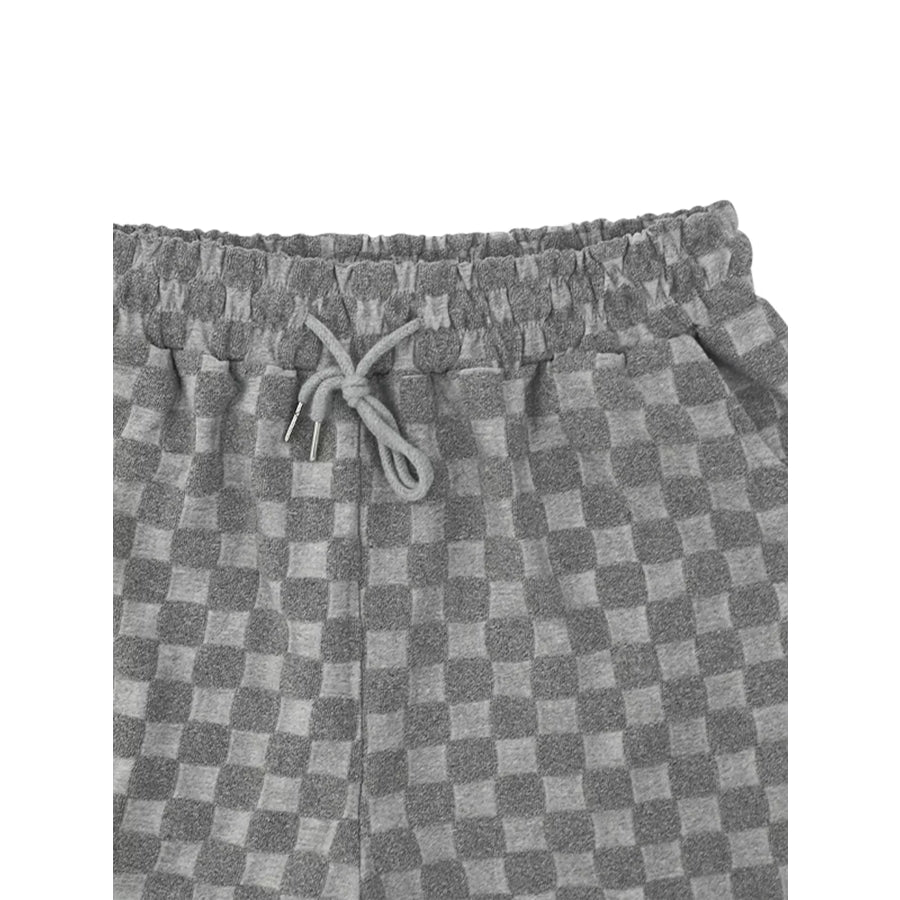 Men’s Full Size Textured Checkered Casual Shorts Plus Size Apparel and Accessories
