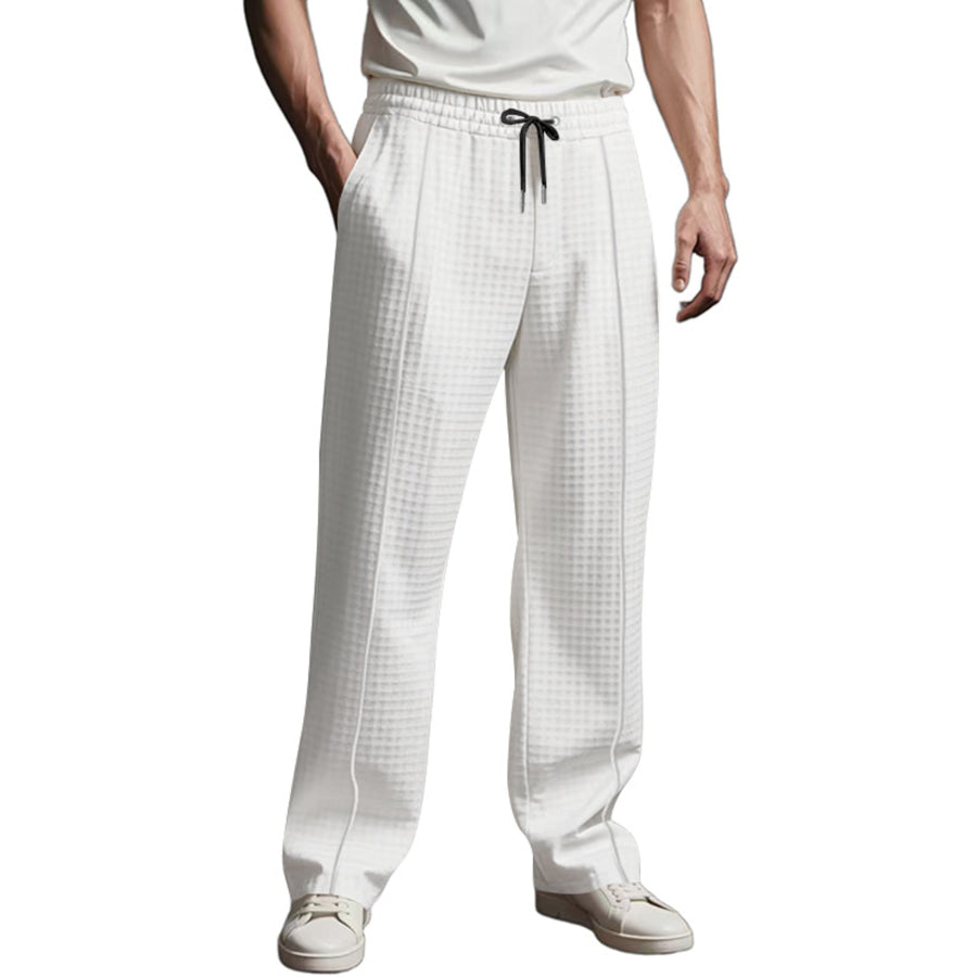 Men’s Full Size Textured Drawstring Casual Pants Plus Size Apparel and Accessories