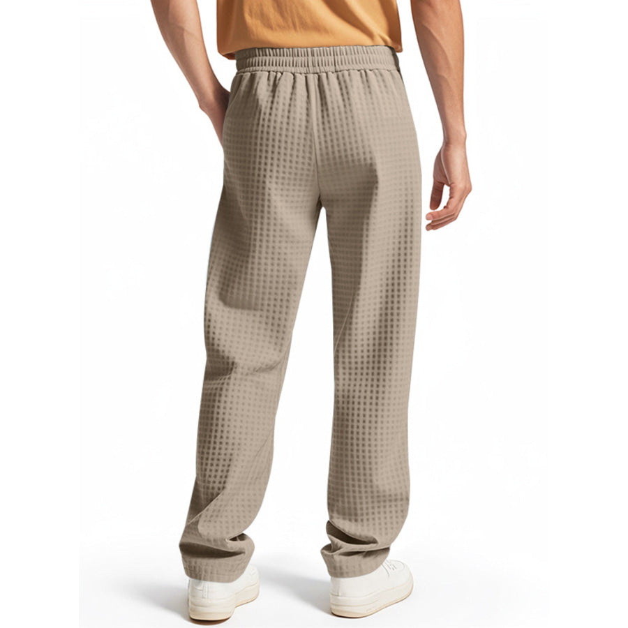 Men’s Full Size Textured Drawstring Casual Pants Plus Size Apparel and Accessories