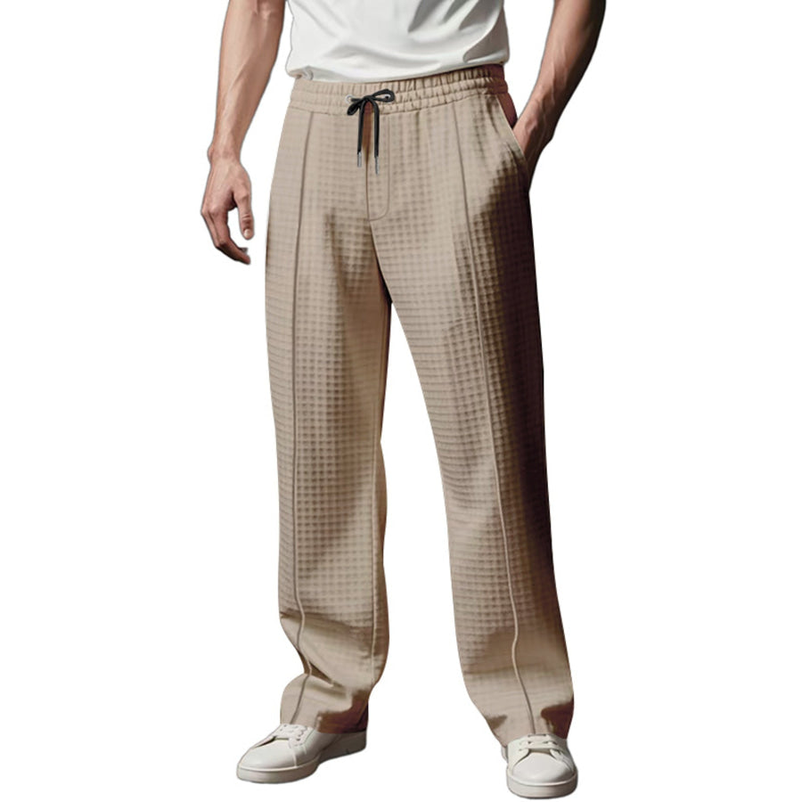 Men’s Full Size Textured Drawstring Casual Pants Plus Size Apparel and Accessories