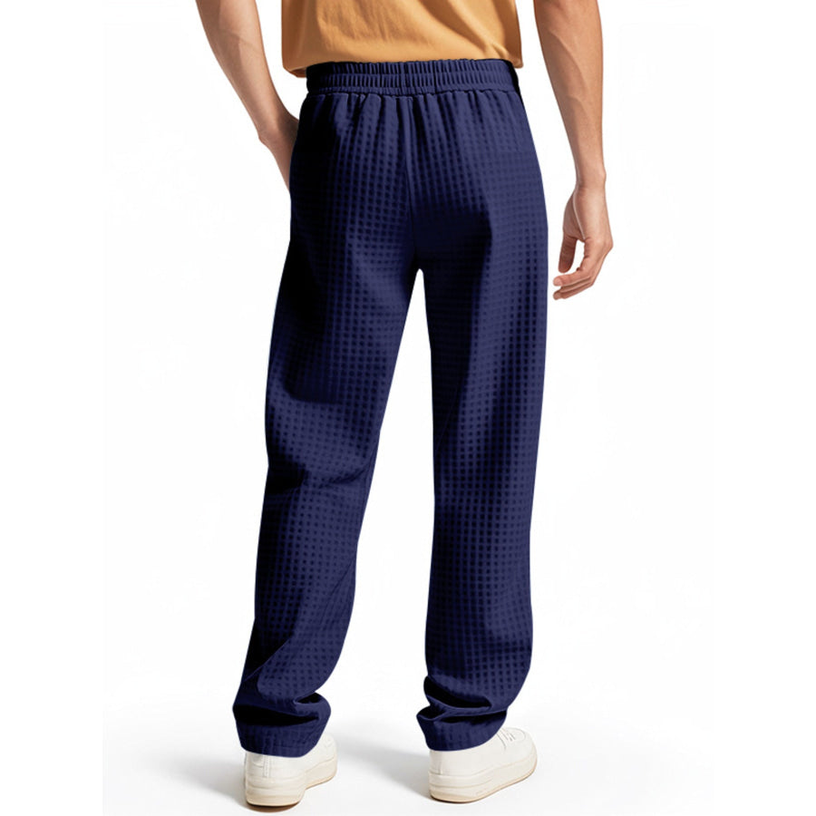 Men’s Full Size Textured Drawstring Casual Pants Plus Size Apparel and Accessories