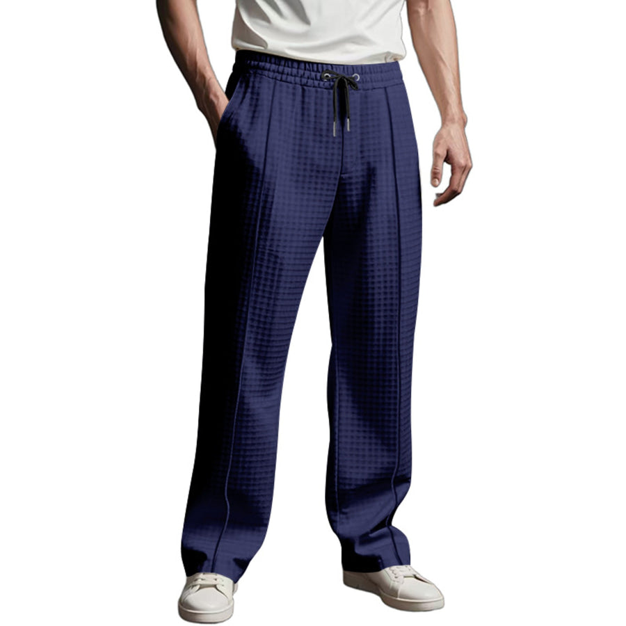 Men’s Full Size Textured Drawstring Casual Pants Plus Size Apparel and Accessories