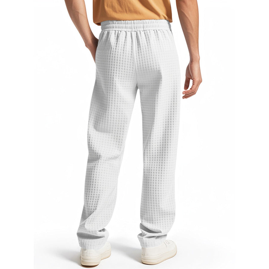 Men’s Full Size Textured Drawstring Casual Pants Plus Size Apparel and Accessories