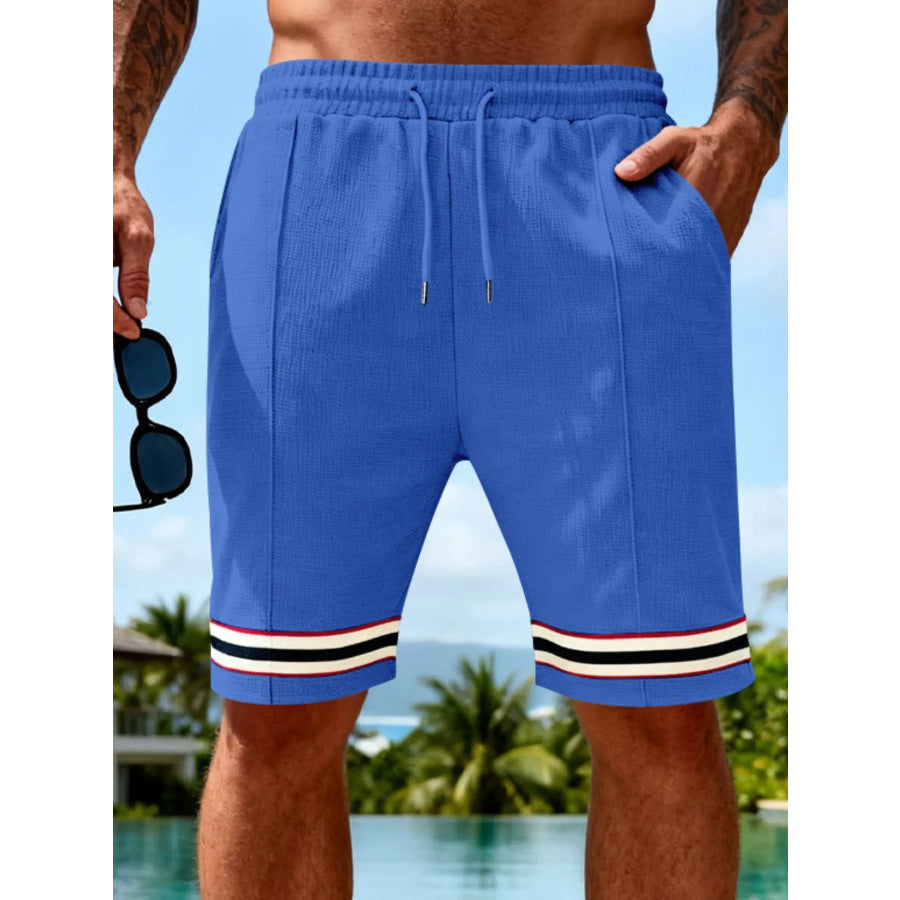 Men’s Full Size Textured Knit Drawstring Shorts Plus Size Apparel and Accessories