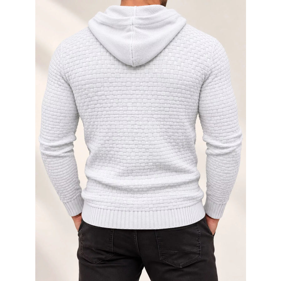 Men’s Full Size Textured Knit Hooded Sweater Plus Apparel and Accessories
