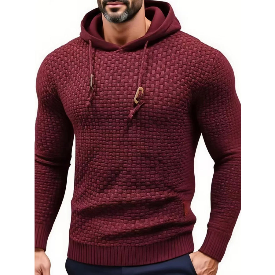 Men’s Full Size Textured Knit Hooded Sweater Plus Apparel and Accessories