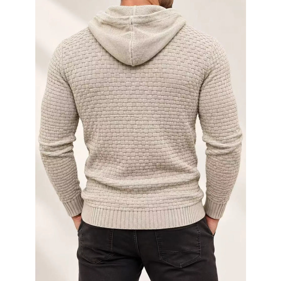 Men’s Full Size Textured Knit Hooded Sweater Plus Apparel and Accessories