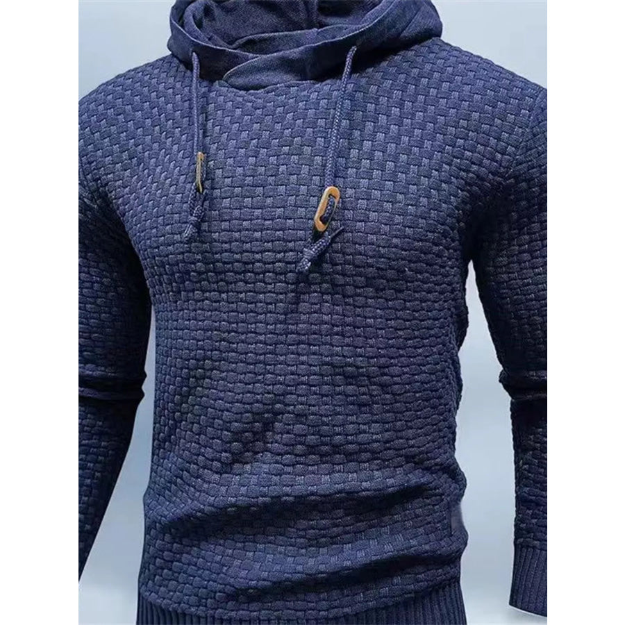 Men’s Full Size Textured Knit Hooded Sweater Plus Apparel and Accessories