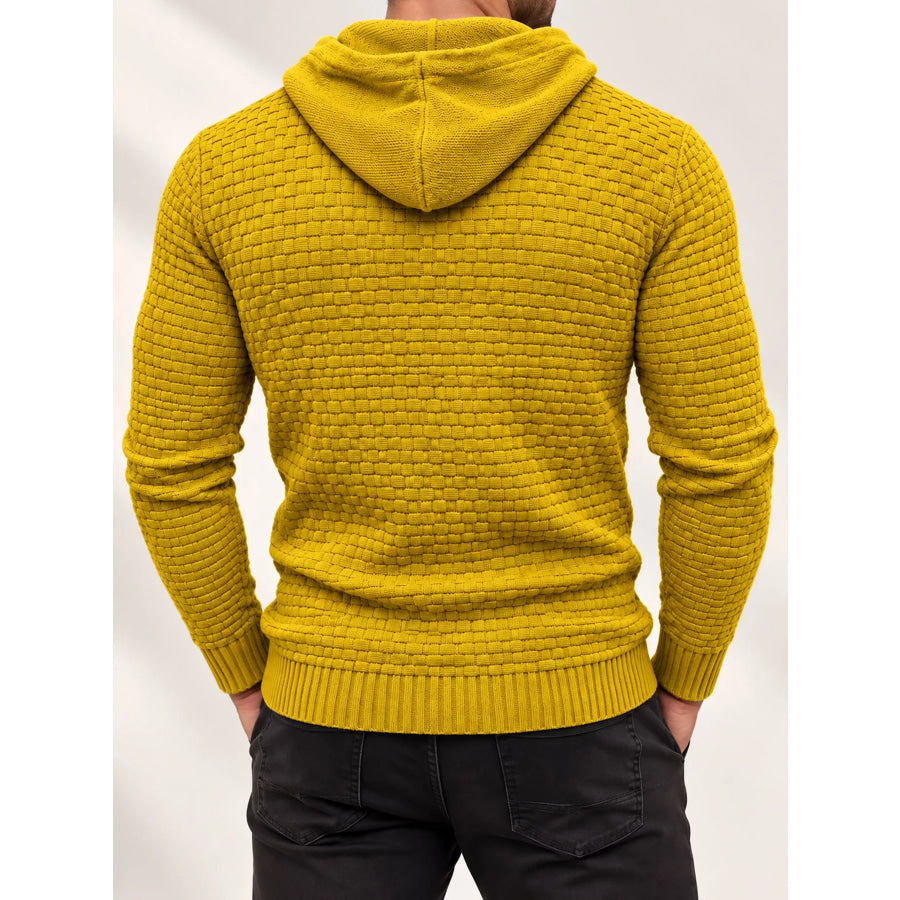 Men’s Full Size Textured Knit Hooded Sweater Plus Apparel and Accessories