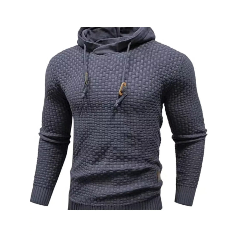 Men’s Full Size Textured Knit Hooded Sweater Plus Ocean Blue / S Apparel and Accessories