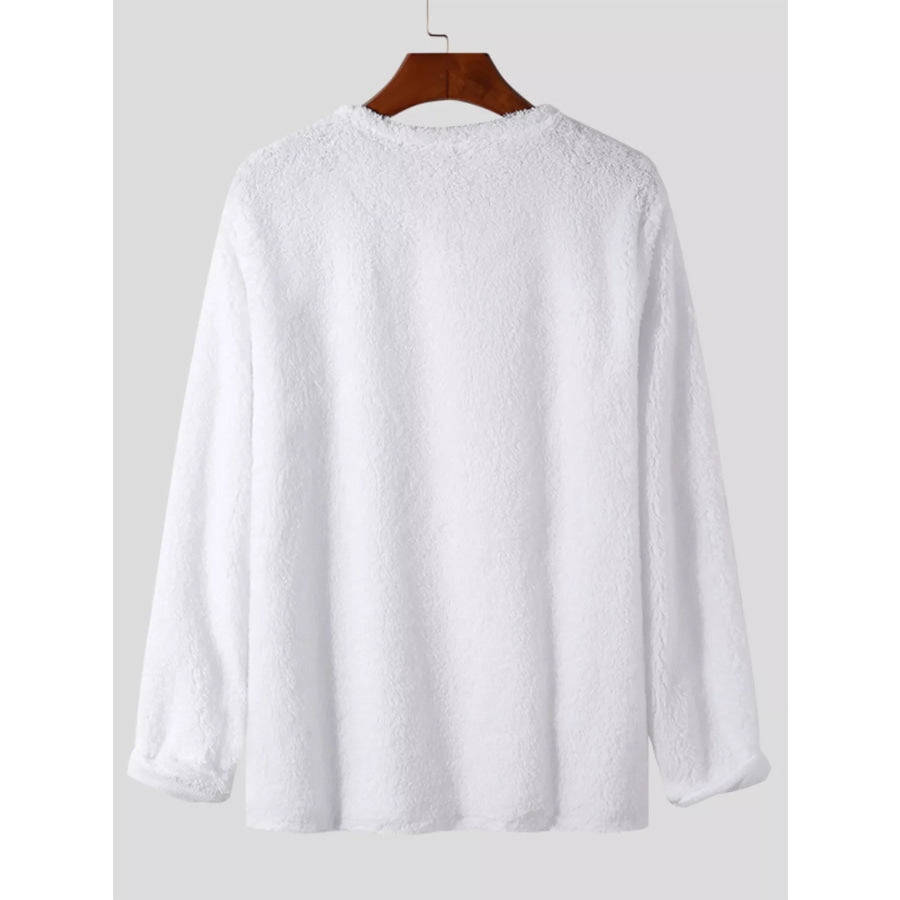 Men’s Full Size Textured Long Sleeve Sweater Plus Size Apparel and Accessories