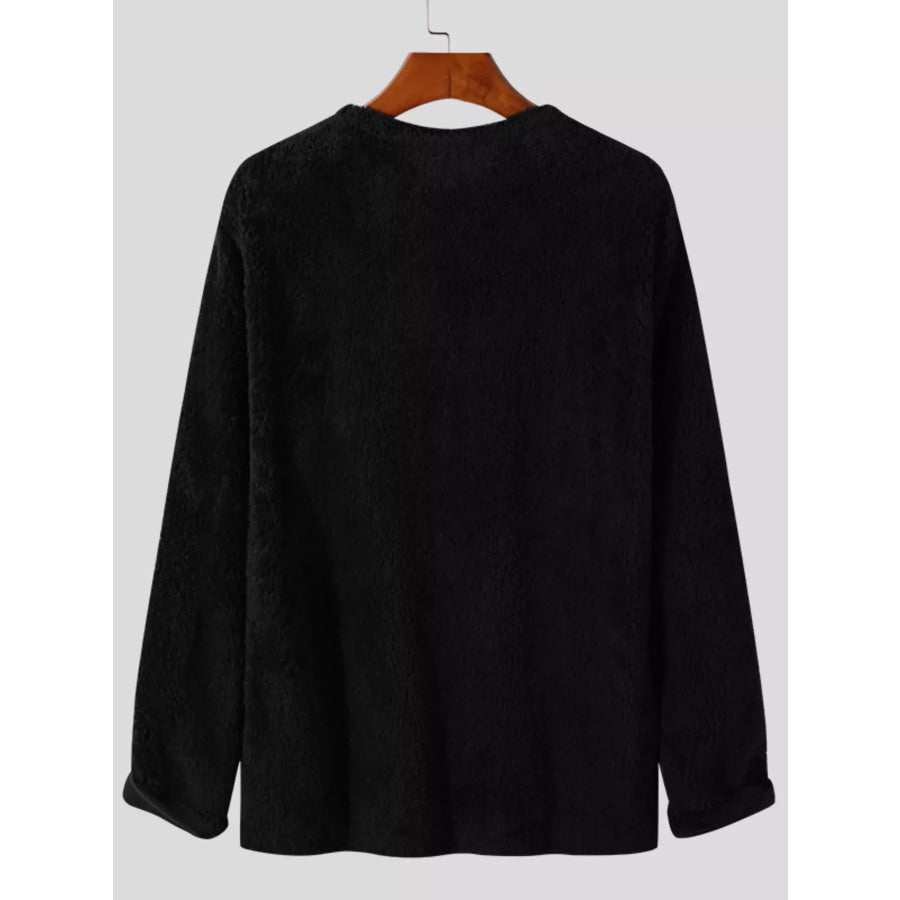 Men’s Full Size Textured Long Sleeve Sweater Plus Size Apparel and Accessories