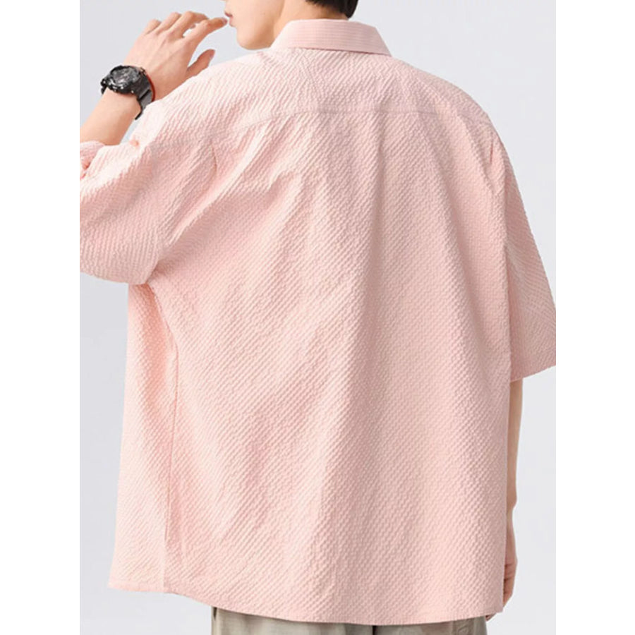 Men’s Full Size Textured Short-Sleeve Shirt Plus Size Apparel and Accessories