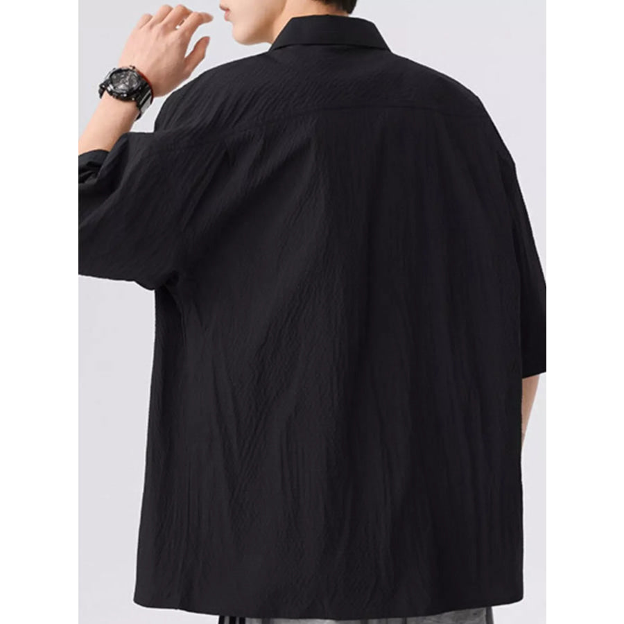 Men’s Full Size Textured Short-Sleeve Shirt Plus Size Apparel and Accessories