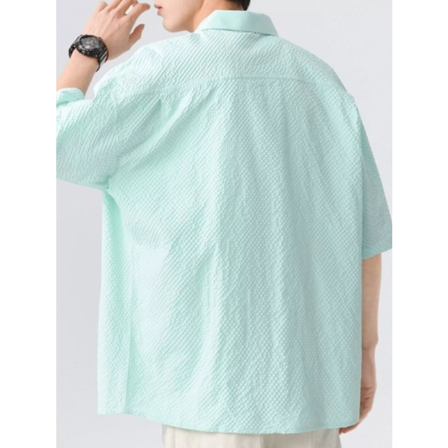 Men’s Full Size Textured Short-Sleeve Shirt Plus Size Apparel and Accessories