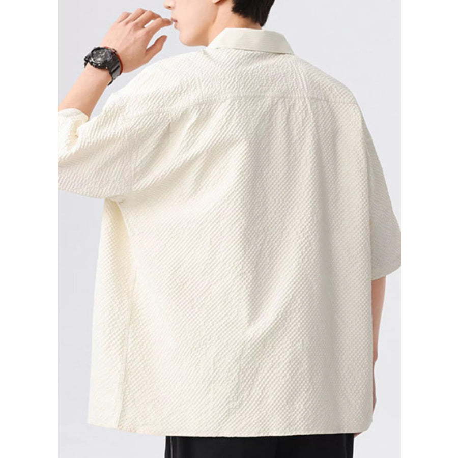 Men’s Full Size Textured Short-Sleeve Shirt Plus Size Apparel and Accessories