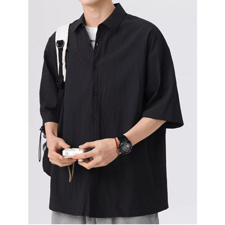 Men’s Full Size Textured Short-Sleeve Shirt Plus Size Apparel and Accessories