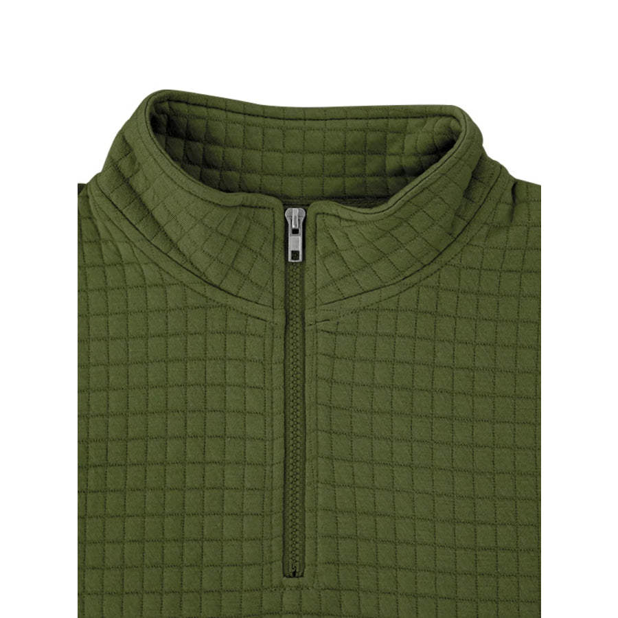 Men’s Full Size Textured Short Sleeve Zipper Polo Plus Size Apparel and Accessories